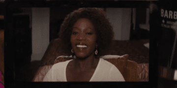Juanita (Alfre Woodard) on a screen in the Netflix movie 'Juanita'.