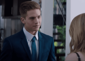 Trevor (Dylan Sprouse)talking with Tessa (Josephine Langford) in a scene of the movie 'After We Collided'.