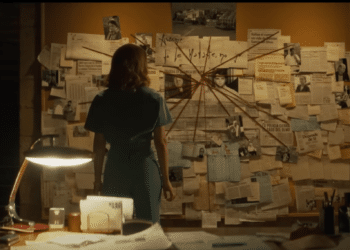 Bárbara Lennie looking a wall in the movie 'God's Crooked Lines'.