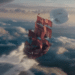 A stunning view with a flying ship in the 2015 movie 'Pan'.