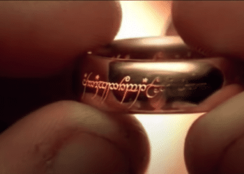The ring held by Frodo Baggins (Elijah Wood) in the movie 'The Lord of the Rings: The Fellowship of the Ring'.