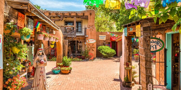 Old Town shops and restaurants in historic Albuquerque