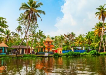 Alappuzha backwaters landscape in Kerala state in India