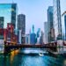 Chicago Riverwalk and Skyscrapers
