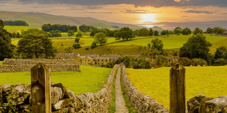 Beautiful Grassington in the Yorkshire Dales at Sunset.