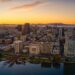 Aerial View of Downtown Oakland, California at Dusk