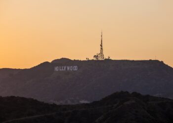 Sunset in hollywood mountains
