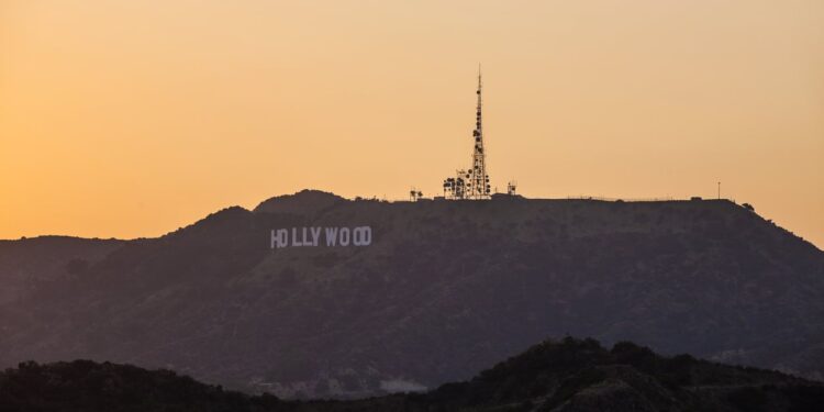 Sunset in hollywood mountains