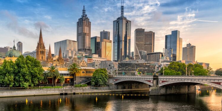 Looking across the Yarra river from Southbank to the city of Melbourne