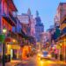 Pubs and bars with neon lights in the French Quarter, New Orleans USA
